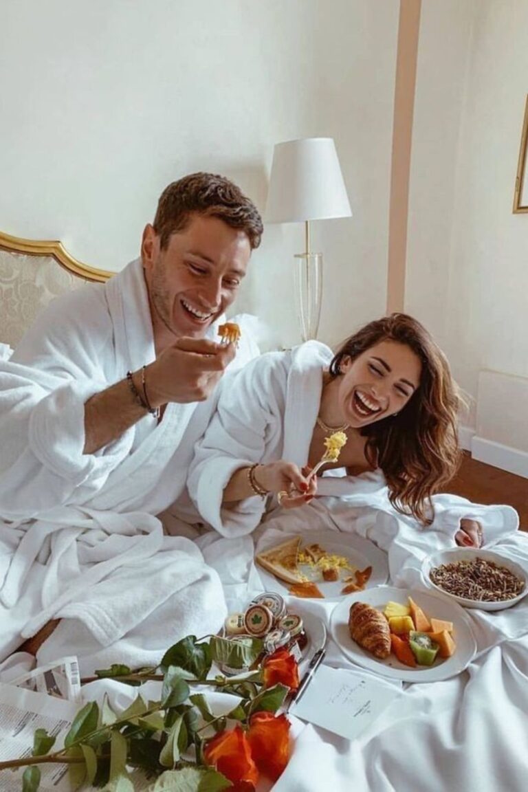 a couple in a hotel
