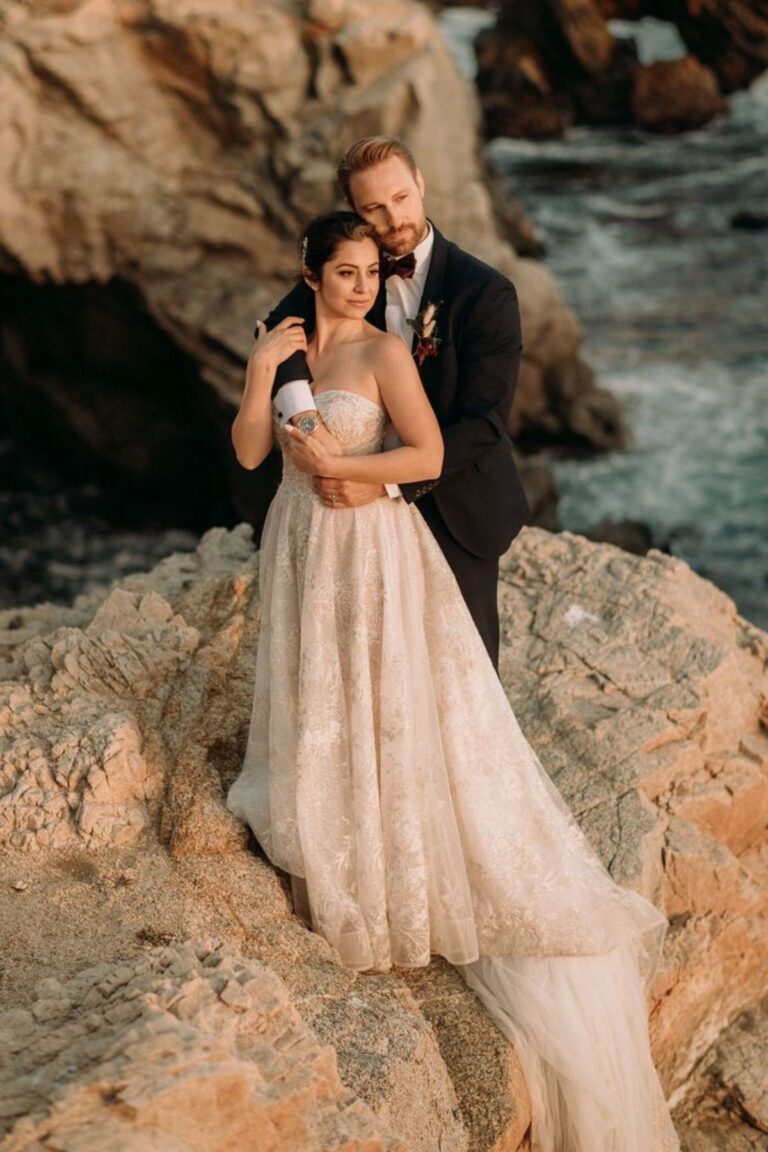 a couple wedding at a cliffside