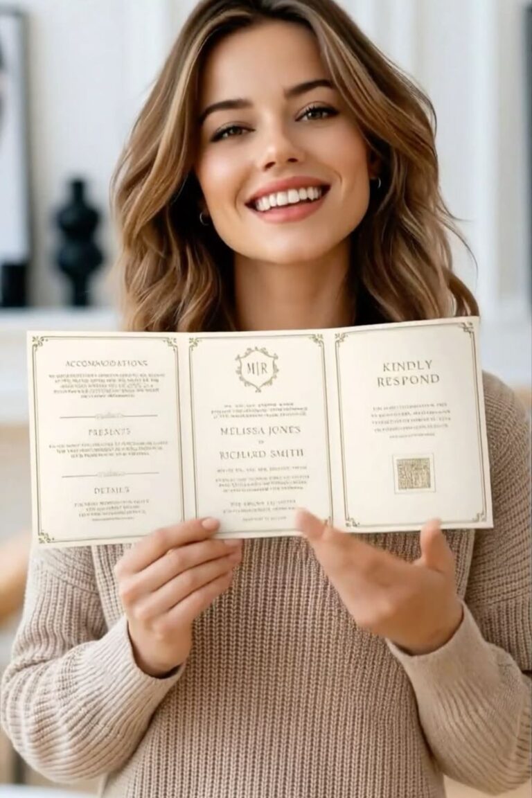 a lady sharing wedding invitation